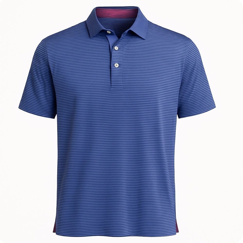 Greyson Striped Navy Blue Polo Shirt Mens Small Golf